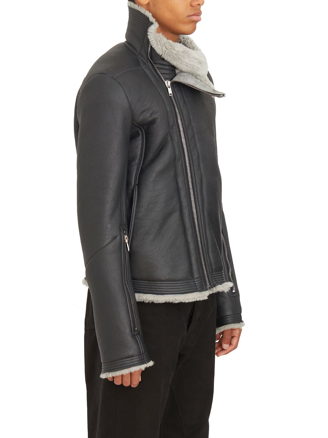 RICK OWENS Bauhaus Black Pearl Shearling Jacket