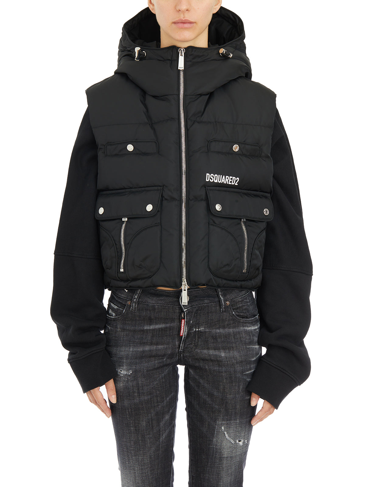 DSQUARED2 Multi-Pocket Padded Gilet with Hood