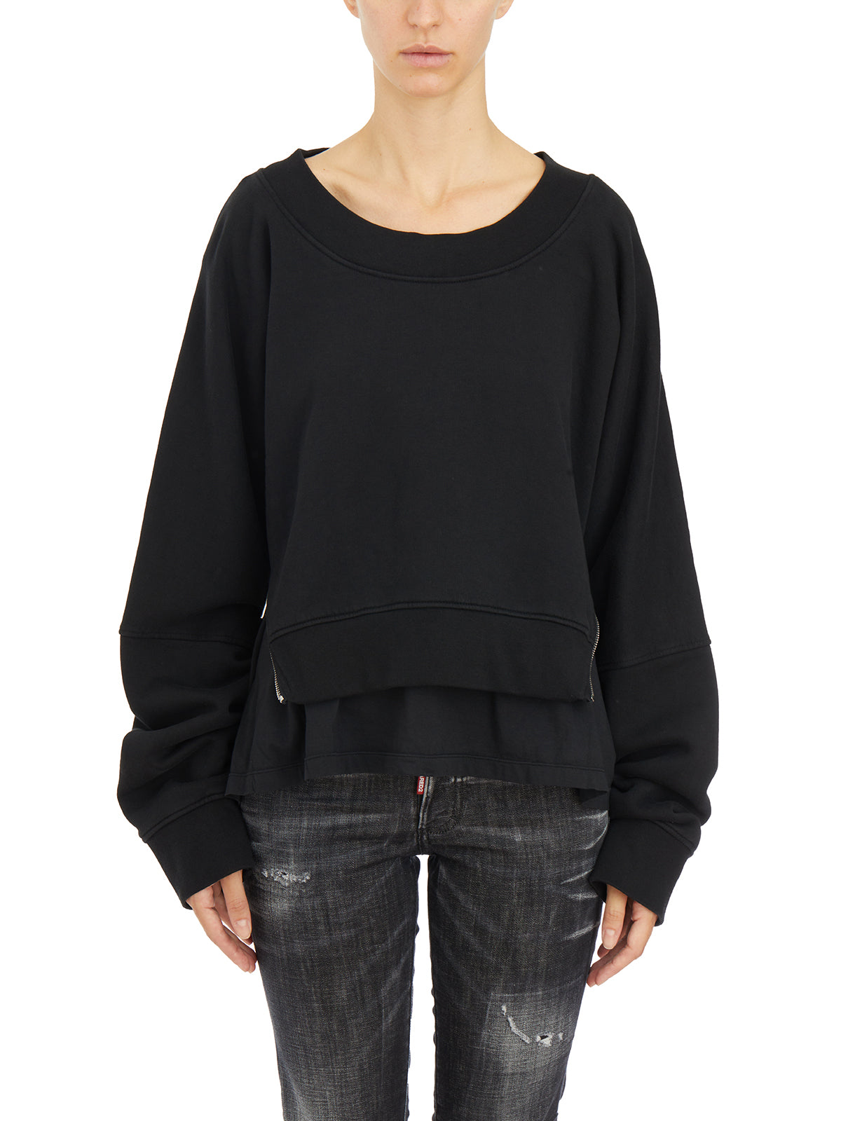 DSQUARED2 Layered Mini Sweatshirt with Side Zippers