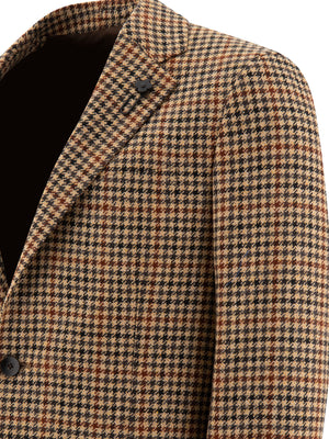 LARDINI Elegant Houndstooth Wool-Cashmere Blazer