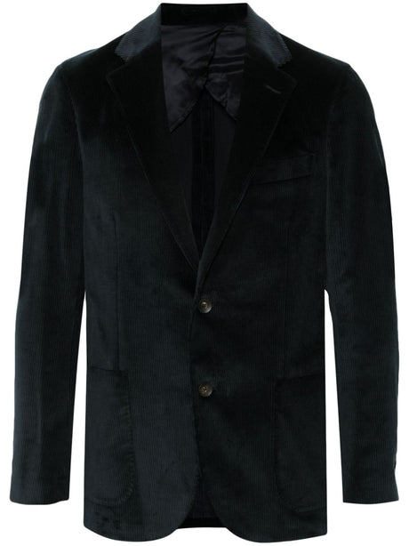 LARDINI Men's Navy Blue Stretch Corduroy Jacket - Bold Elegance