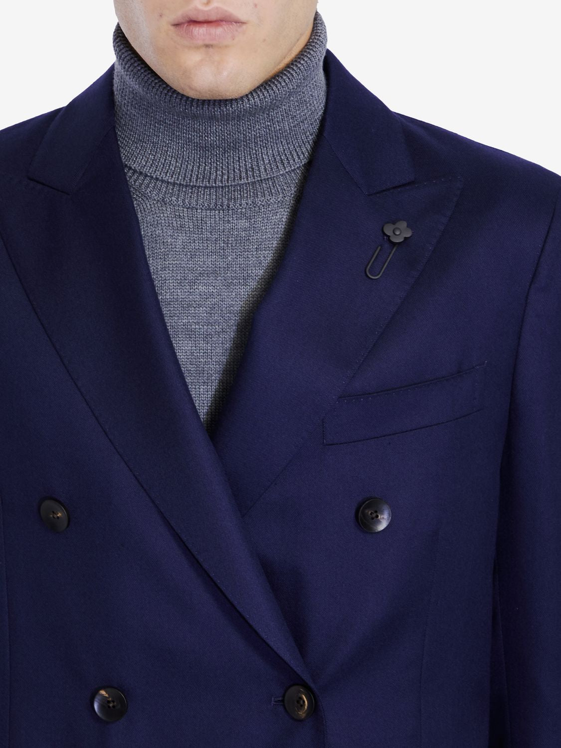 LARDINI Elegant Blue Cashmere Blend Double-Breasted Jacket