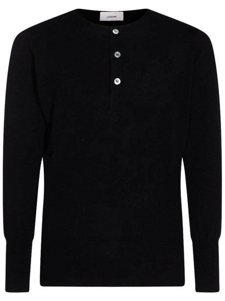 LARDINI Classic Cashmere Sweater with Button Detail for Men