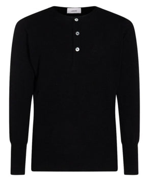 LARDINI Classic Cashmere Sweater with Button Detail for Men