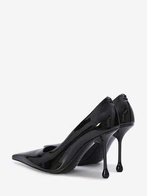 Elegant Black Patent Leather Pumps with Pointed Design and 9.5cm Heel for Women (SS24)