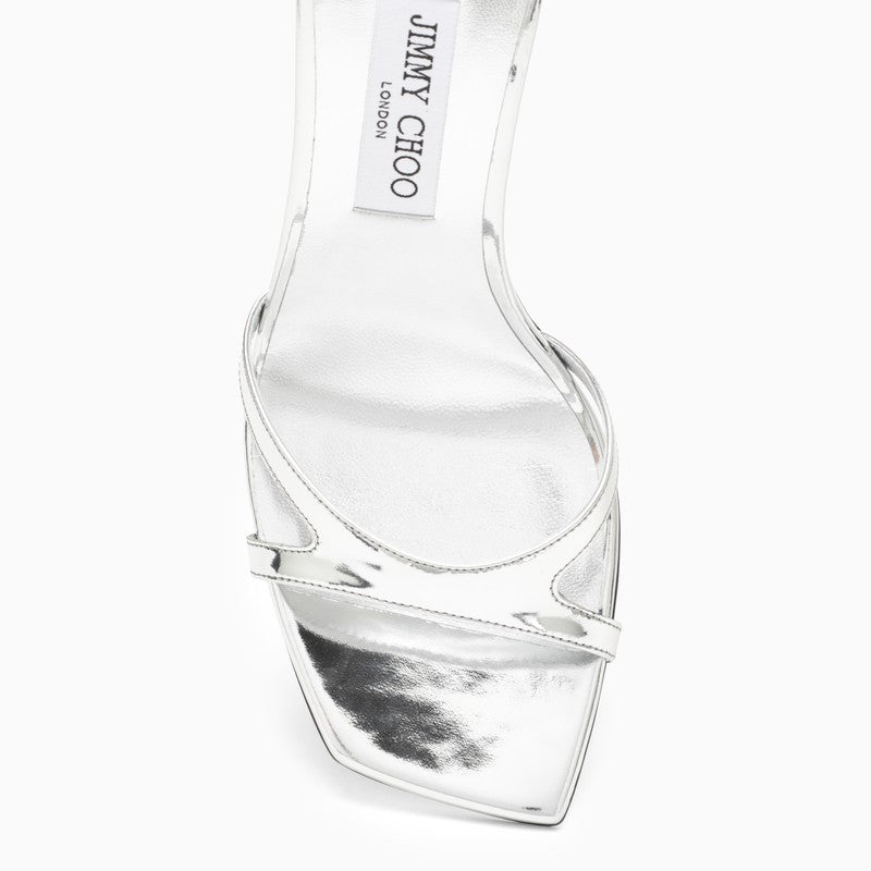 JIMMY CHOO Square Toe Metallic Leather Sandal for Women