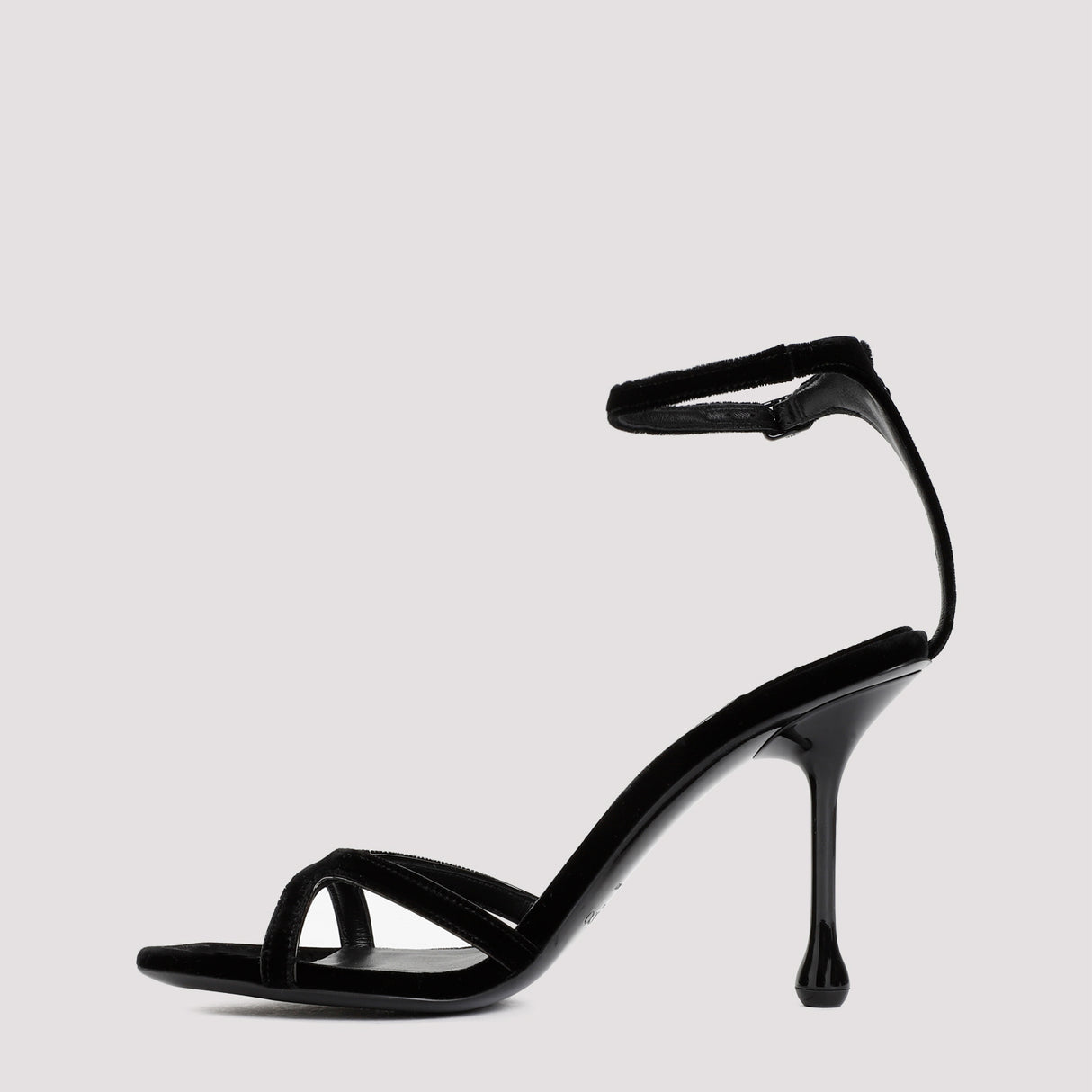 Black Velvet and Leather Sandals for Women - High Heel Sandals for SS24