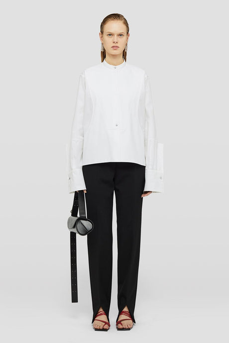 白綿シャツ 女性用SS24シーズンのユニークなカフスデザイン