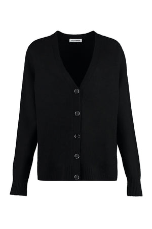 JIL SANDER Stylish Black Merino Wool Cardigan for Women