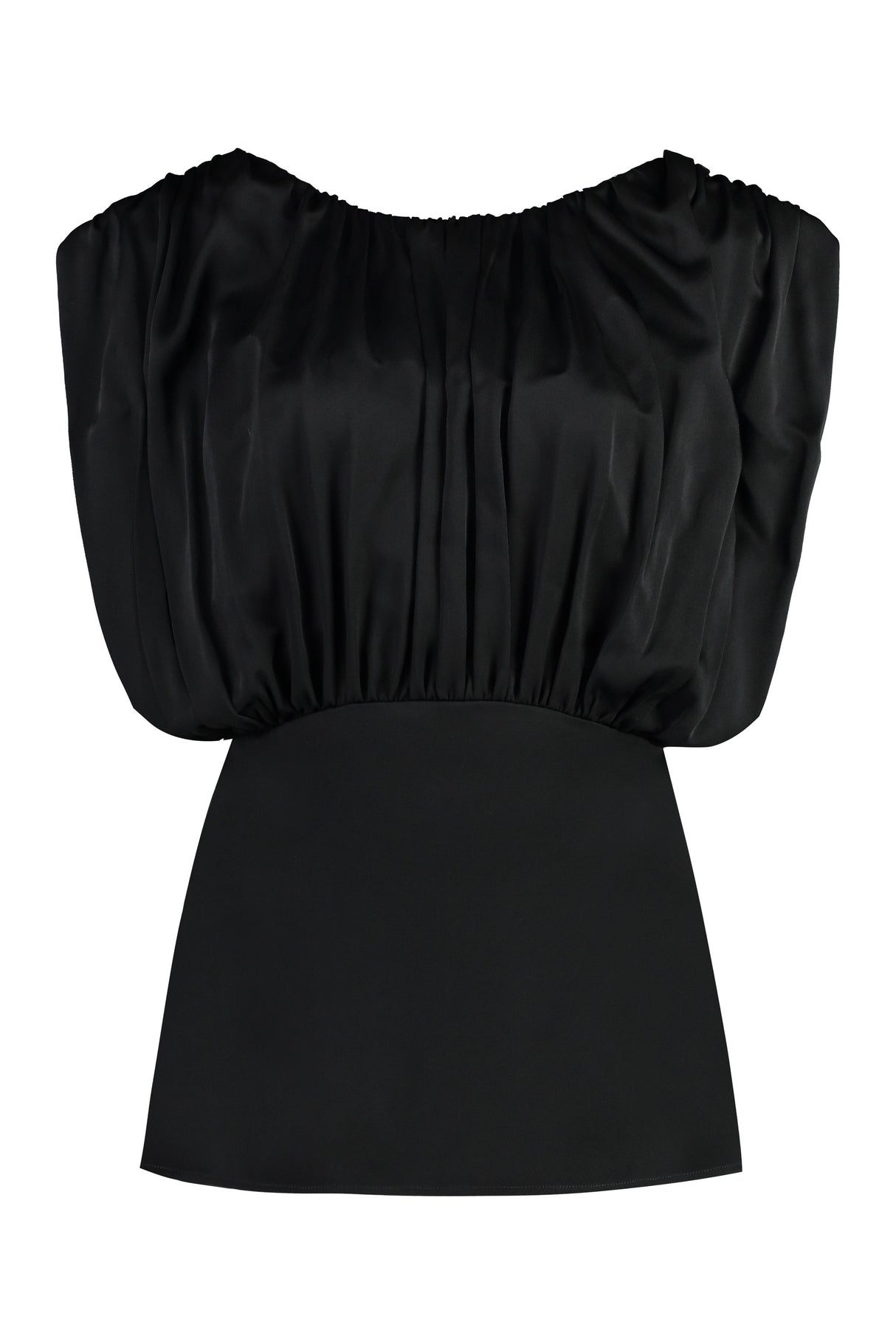 JIL SANDER Black Gathered Viscose Top for Women - SS24 Collection