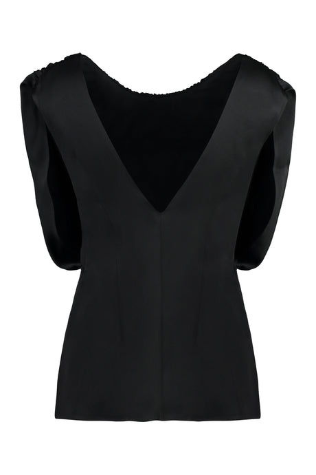 JIL SANDER Black Gathered Viscose Top for Women - SS24 Collection