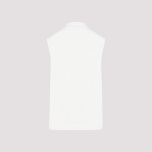 JIL SANDER White Draped Knit Tank Top