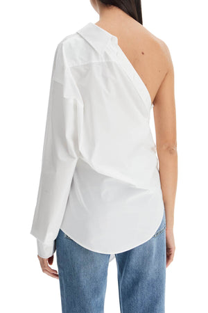 MOSCHINO COUTURE Asymmetric One-Shoulder Shirt with Waist Tie - Size 40