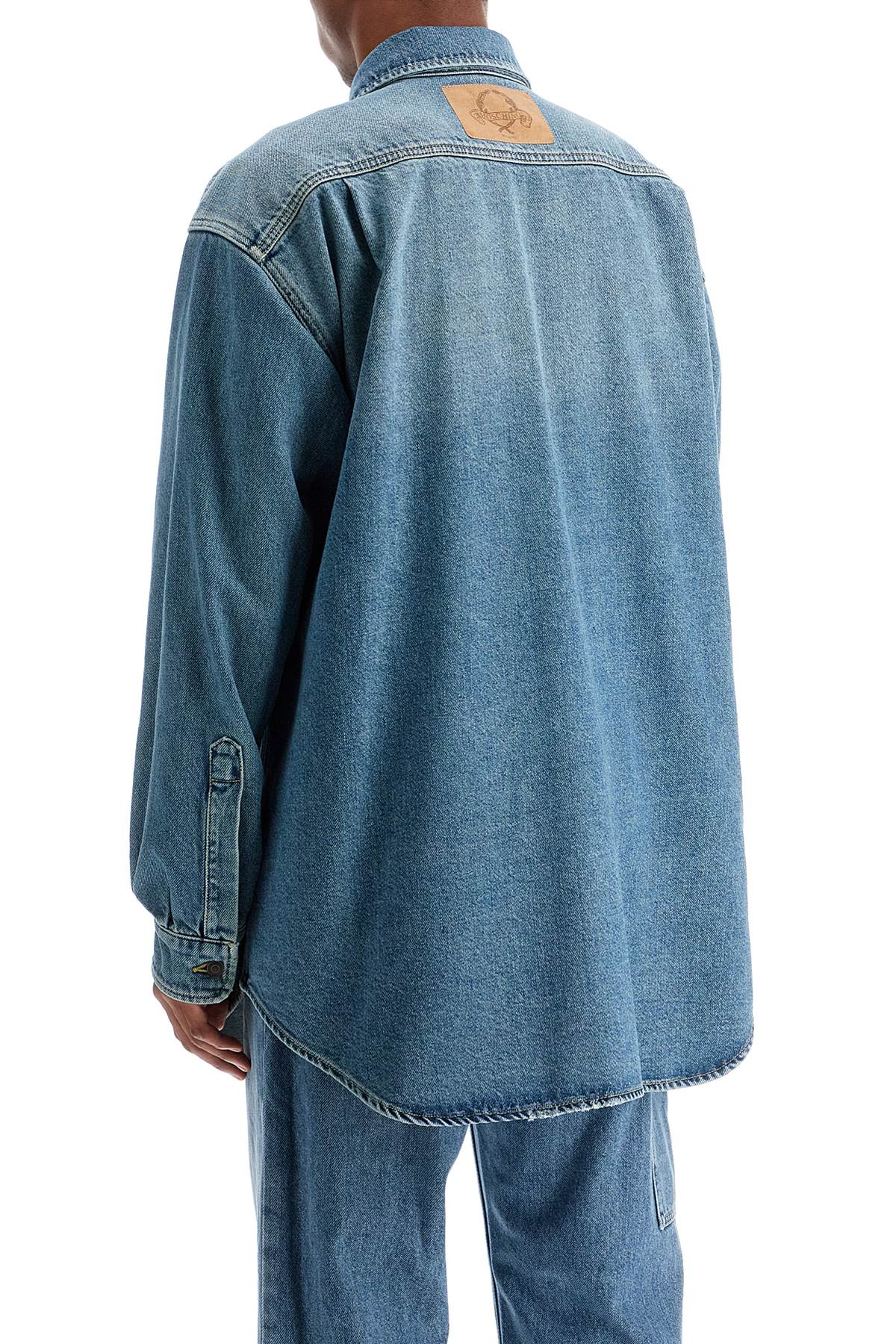 MOSCHINO COUTURE Distressed Denim Shirt with Four Pockets - Relaxed Fit