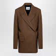 JIL SANDER Oversized Brown Wool Double-Breasted Jacket for Women