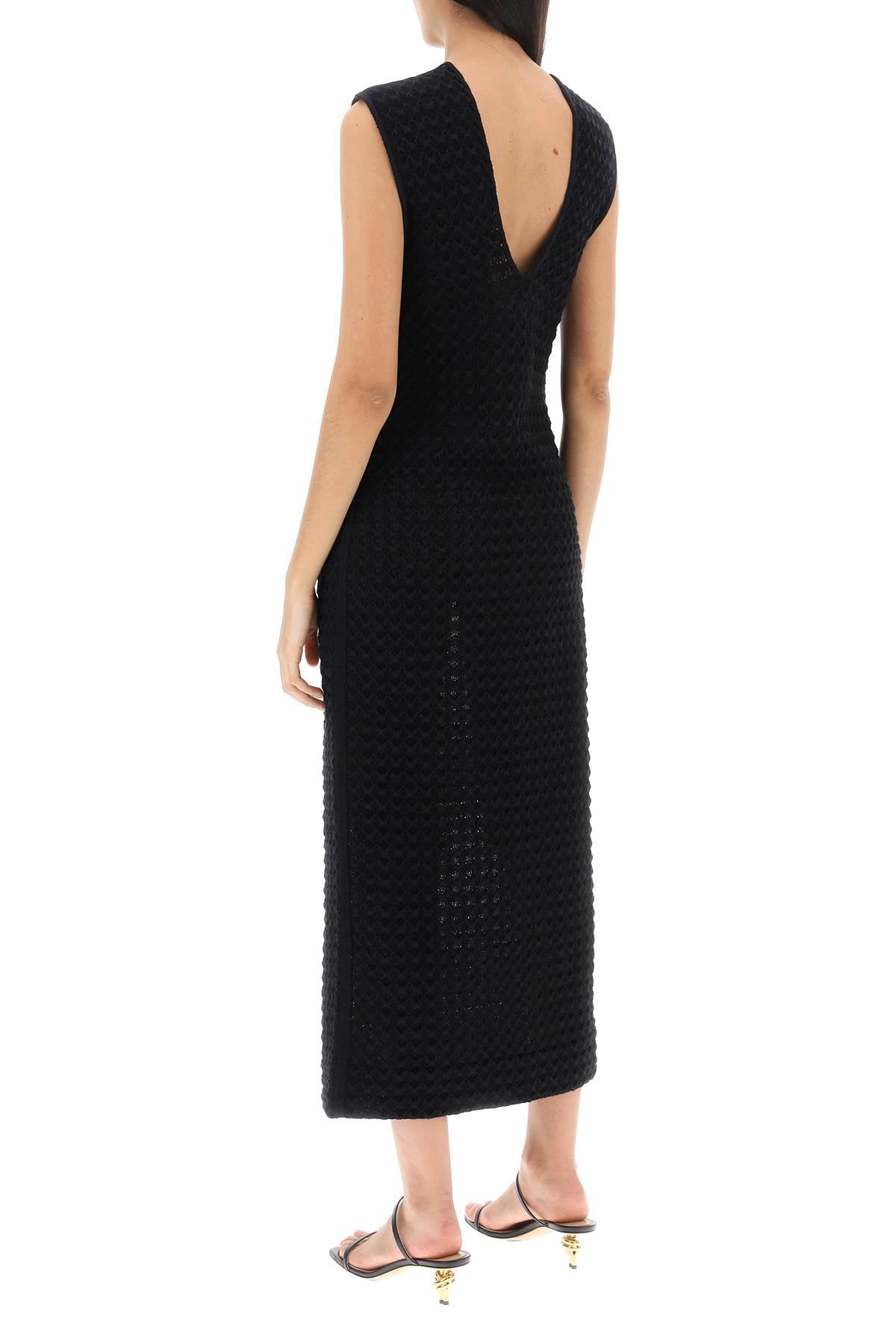 JIL SANDER Midi Tank Dress in Openwork Knit for Women in Black