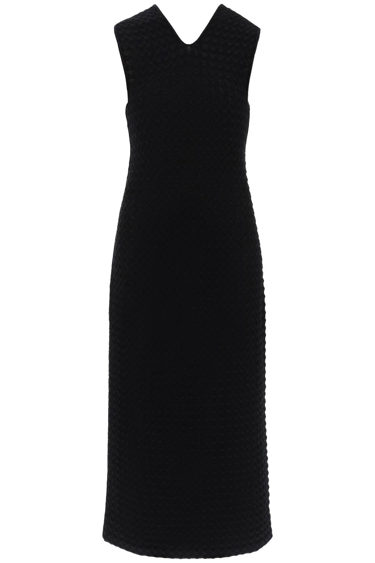 JIL SANDER Midi Tank Dress in Openwork Knit for Women in Black