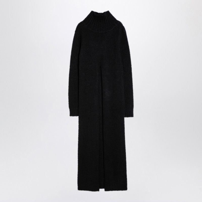 JIL SANDER Long Black Alpaca Turtleneck Dress for Women