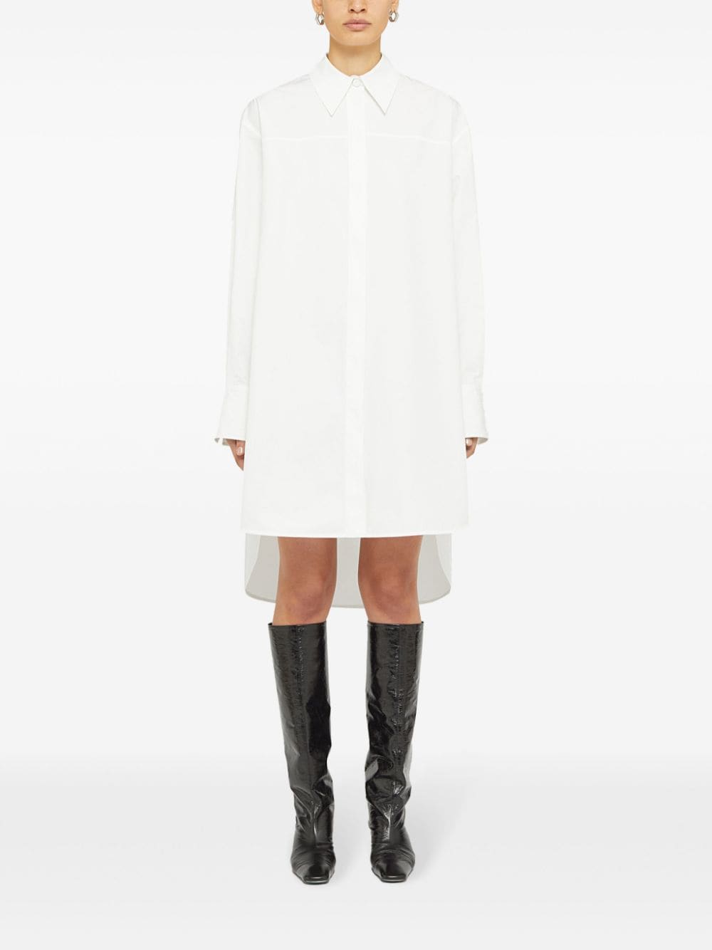 JIL SANDER Elegant White Cotton Shirt Dress