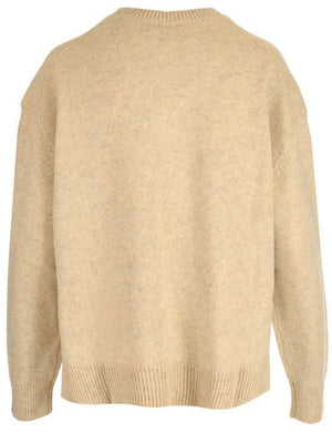 JIL SANDER Luxurious Beige Wool Blend Crewneck Knit Sweater