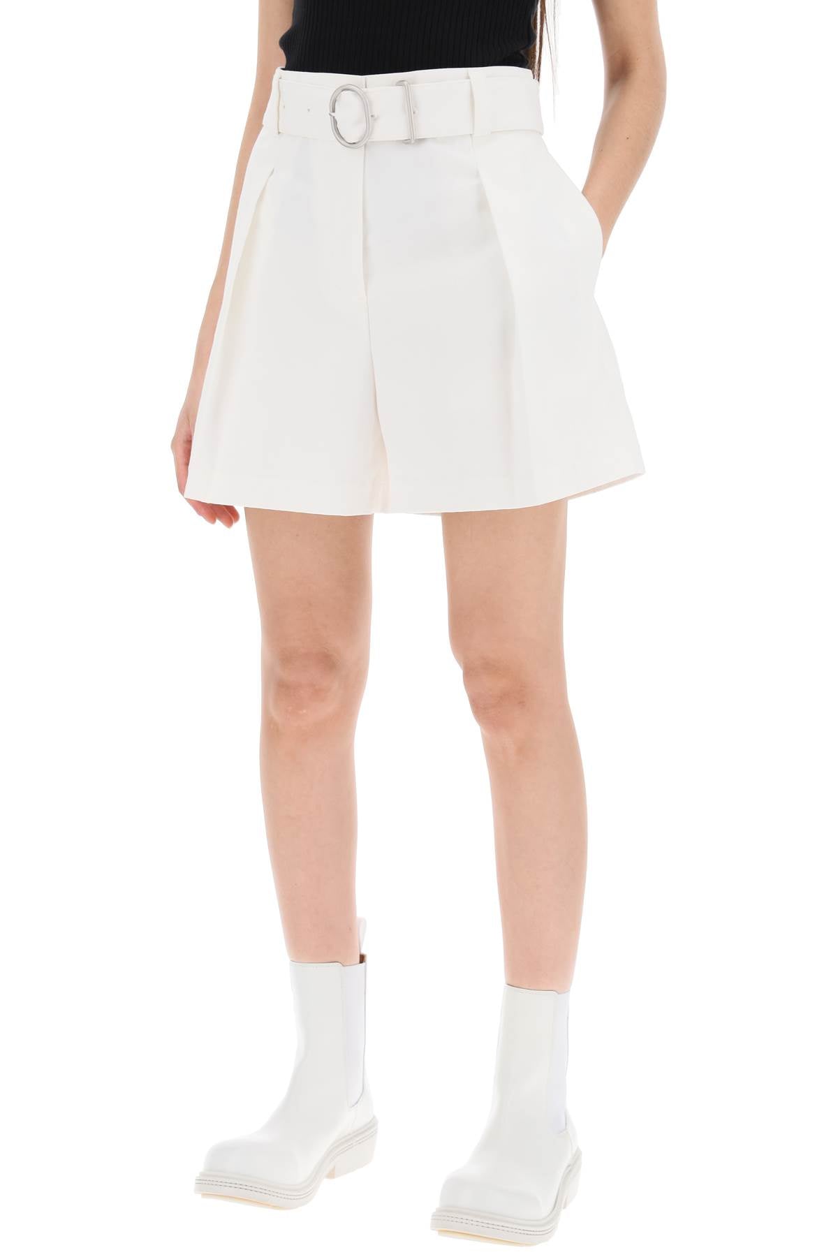 Flared Bermuda Shorts with Removable Belt - White (SS24)