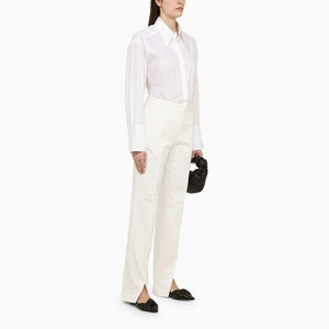 White Cotton Trousers with Slits for Women - SS24 Collection