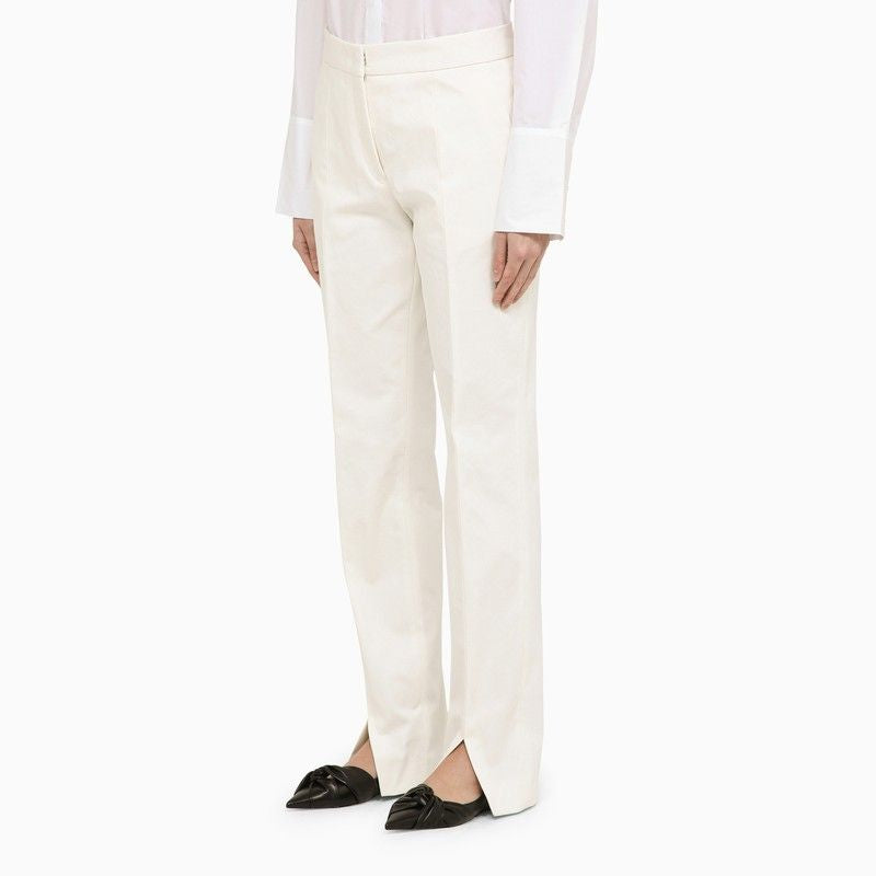 White Cotton Trousers with Slits for Women - SS24 Collection