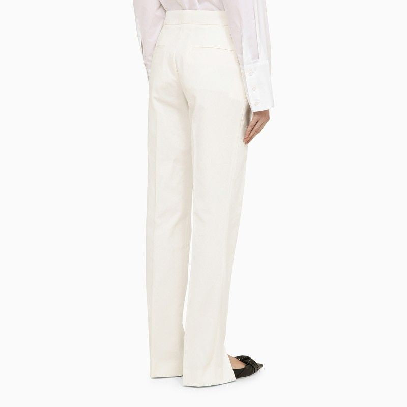 White Cotton Trousers with Slits for Women - SS24 Collection