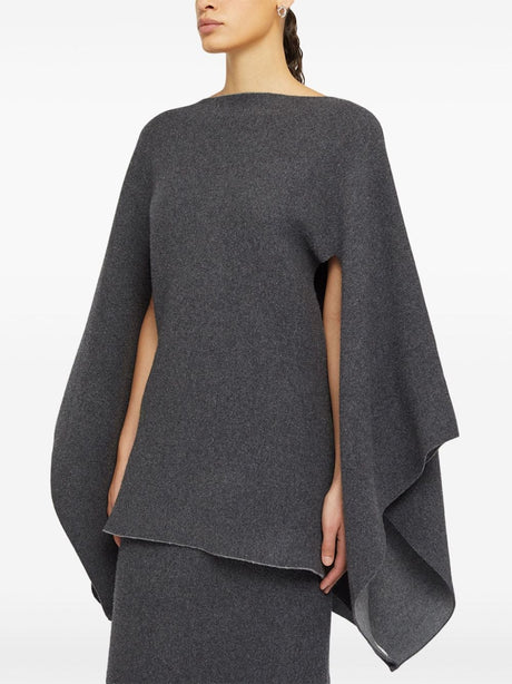 JIL SANDER Elegant Ash Grey Wool-Cashmere Cape