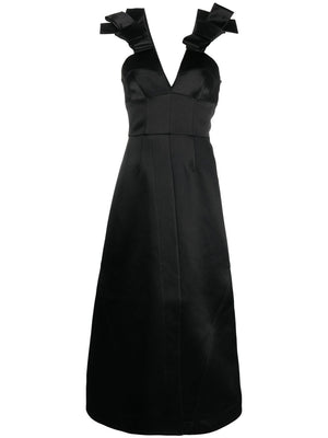 JIL SANDER Elegant Black Midi Dress with Bow Detail for Women