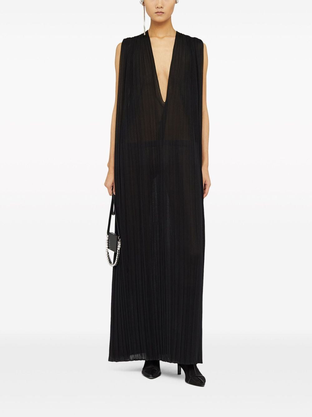 JIL SANDER Elegant Silk Mini Dress with Deep V-Neckline