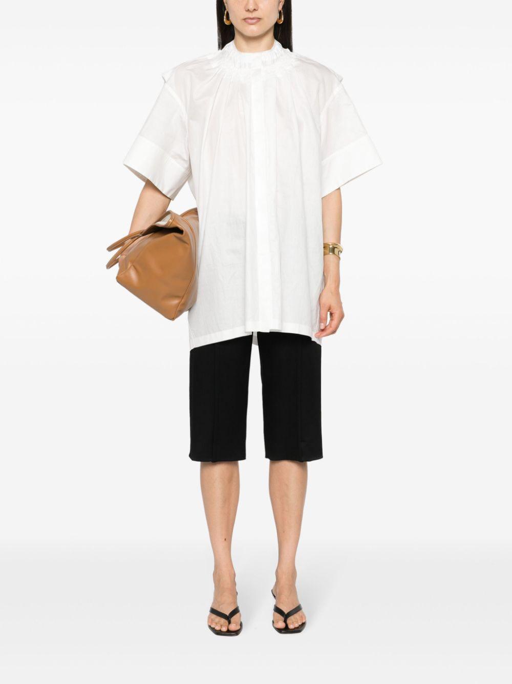 JIL SANDER Natural Mini Blouse with Curly Neck