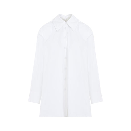 قميص أبيض واسع بياقة كبيرة مدببة للنساء - مجموعة ربيع وصيف 24