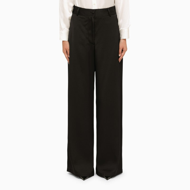 Wide Black Trousers for Women - High Waist Loose-Fitting Pants for FW23