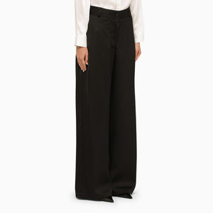 JIL SANDER Black Wide Trousers for Women - High Waist Loose-Fitting Pants for FW23