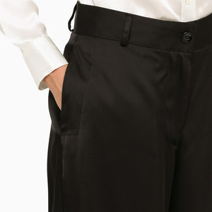 JIL SANDER Black Wide Trousers for Women - High Waist Loose-Fitting Pants for FW23