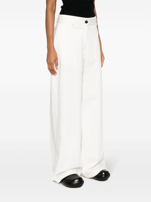 JIL SANDER High-Waisted Wide Leg Cotton Trousers - White