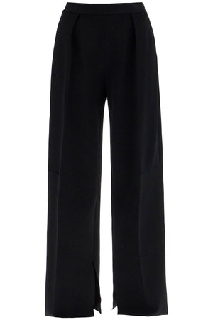 JIL SANDER High-Waisted Knit Viscose Pants with Wide Leg and Slits - Size 34