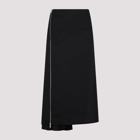 JIL SANDER Black Viscose and Silk Skirt for Women