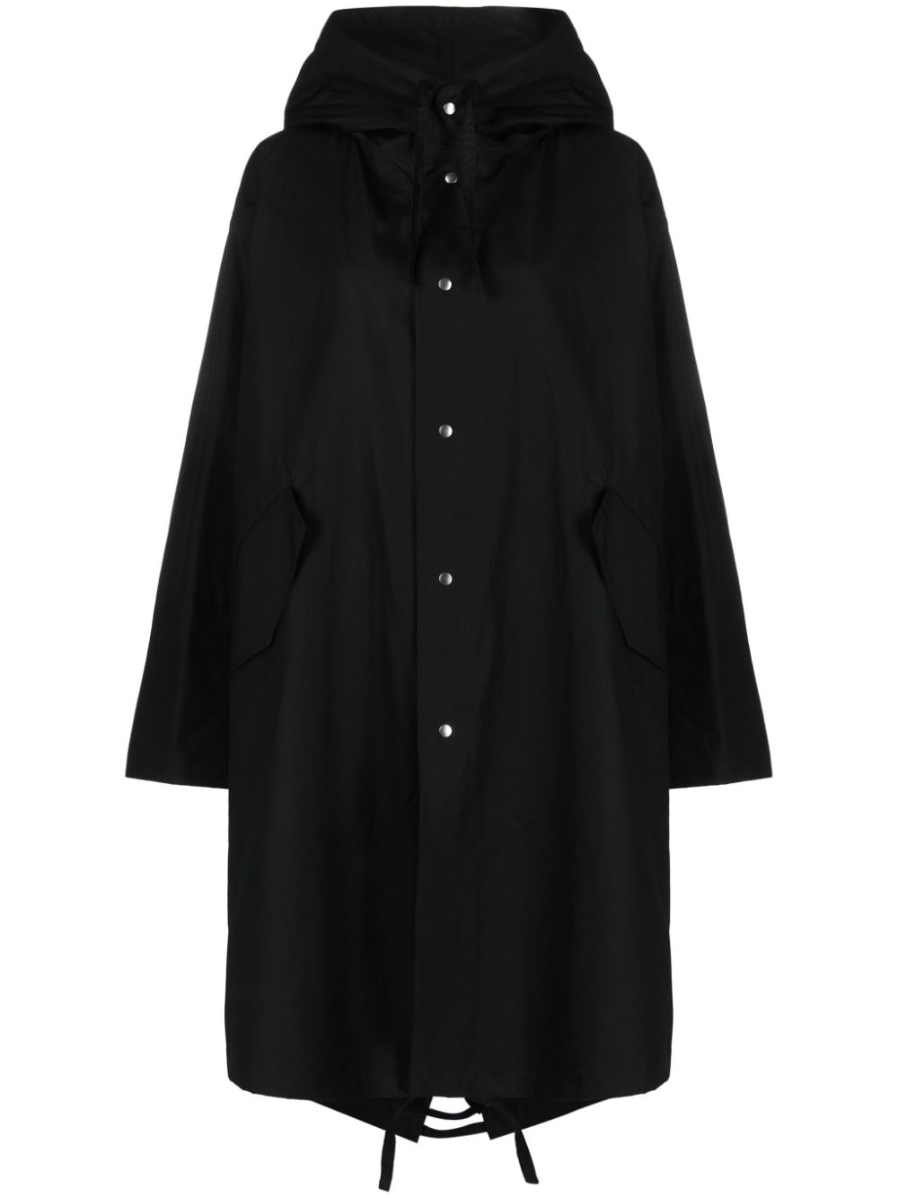 JIL SANDER Black Cotton Midi Parka Jacket for Women