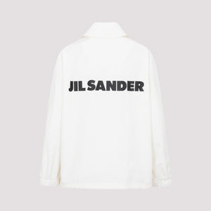 JIL SANDER White Waterproof Short Jacket with Logo Print for Women