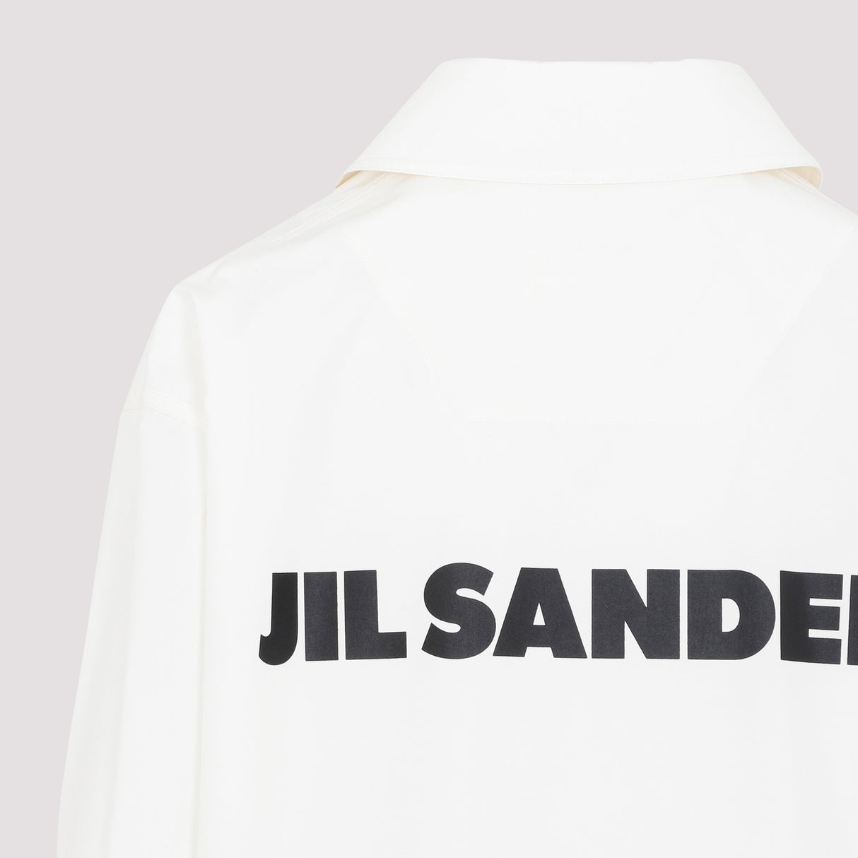 JIL SANDER Black Waterproof Cotton Jacket with Logo Print for Women - SS24