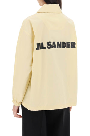 JIL SANDER Black Waterproof Cotton Jacket with Logo Print for Women - SS24