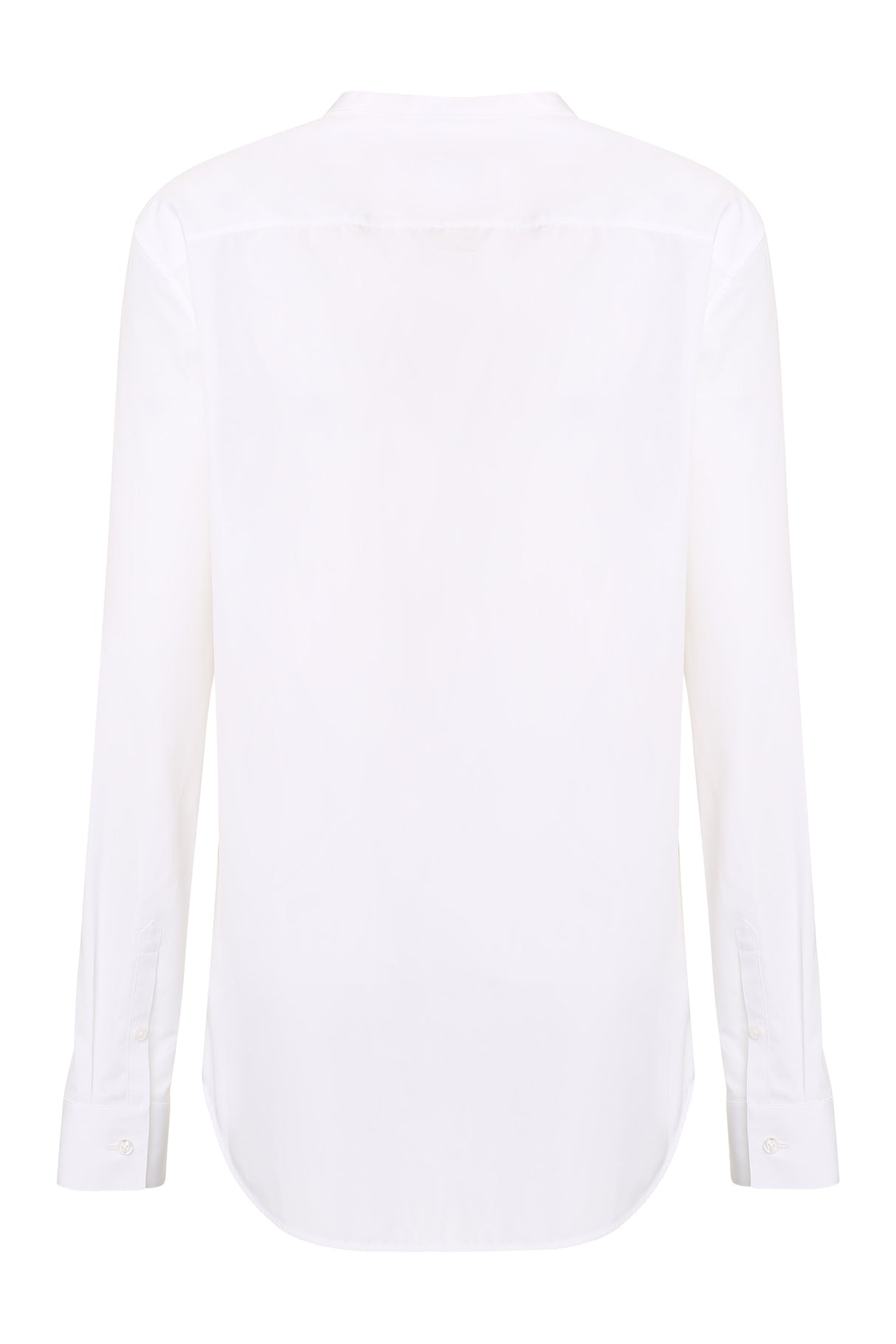 JIL SANDER White Cotton Shirt with Front Pocket and Rounded Hem for Women - SS24