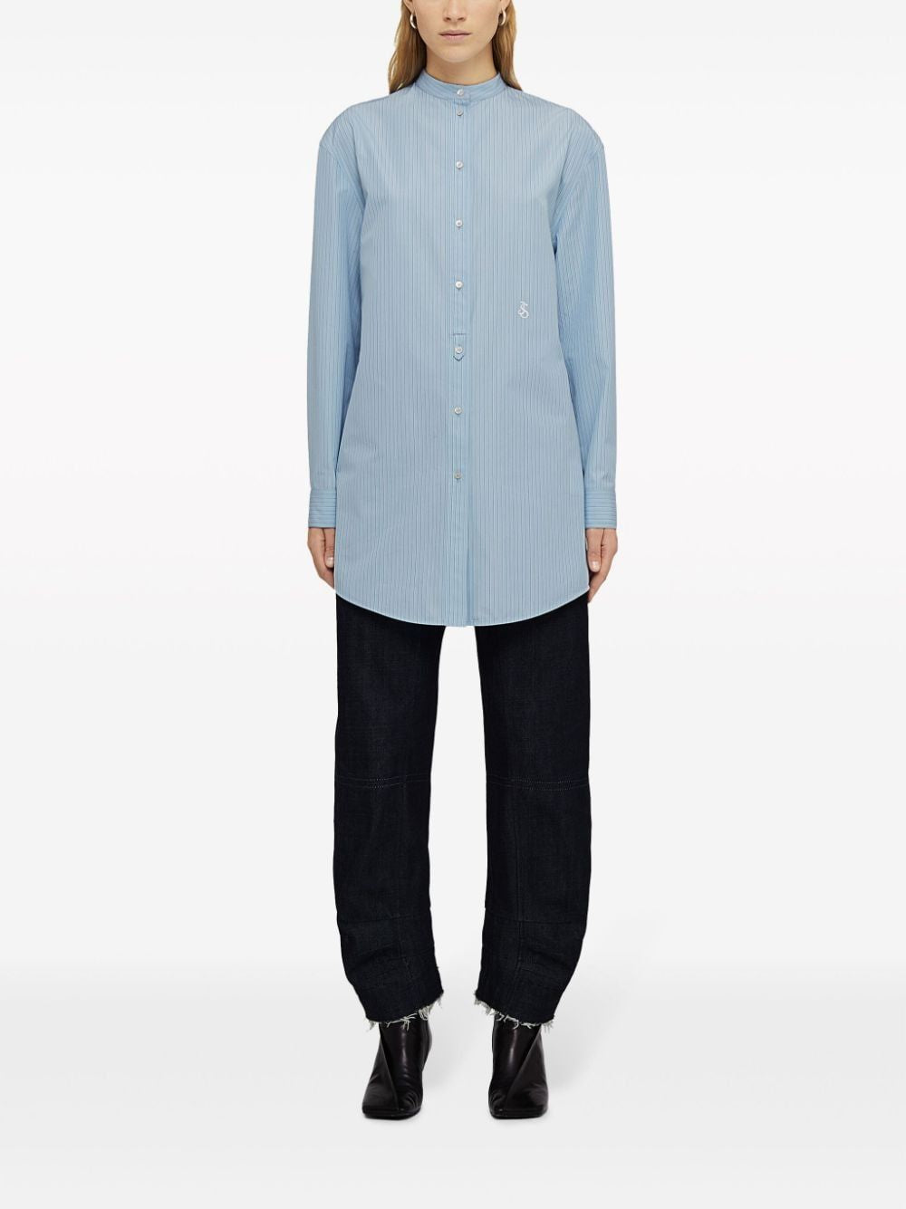 JIL SANDER Light Blue Striped Wednesday Shirt for Women