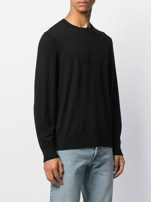 THEORY Men's Black Wool Crew Neck Sweater for FW22