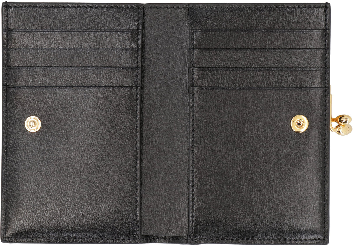 JIL SANDER Elegant Mini Black Calfskin Leather Wallet