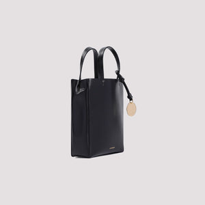 JIL SANDER Mini Bond Black Leather Tote Shoulder Bag - Women's 100% Calf Leather - 17cm W x 19cm H x 6.5cm D