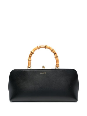Black Leather Bamboo-Handle Handbag for Women by JIL SANDER