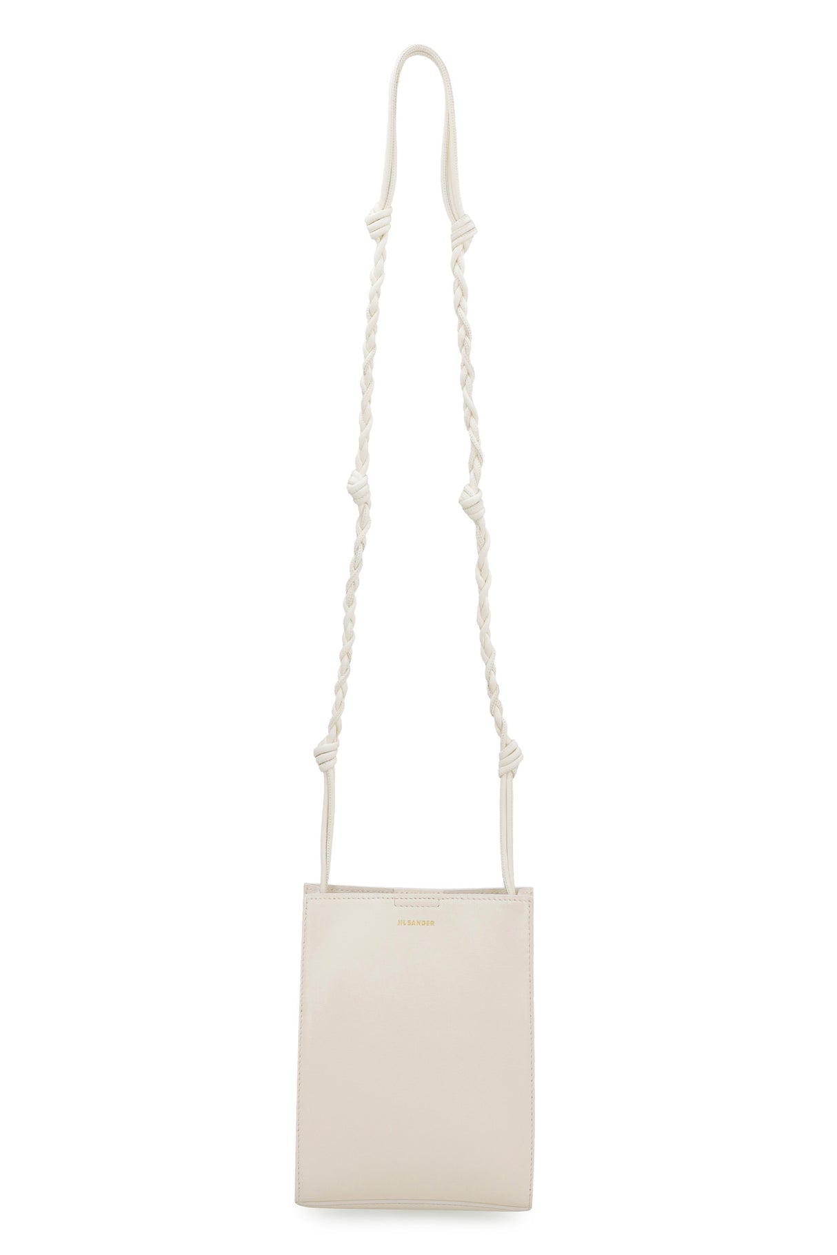 Tangle Crossbody Bag - White Leather Decorative Knots Strap Mini Bag